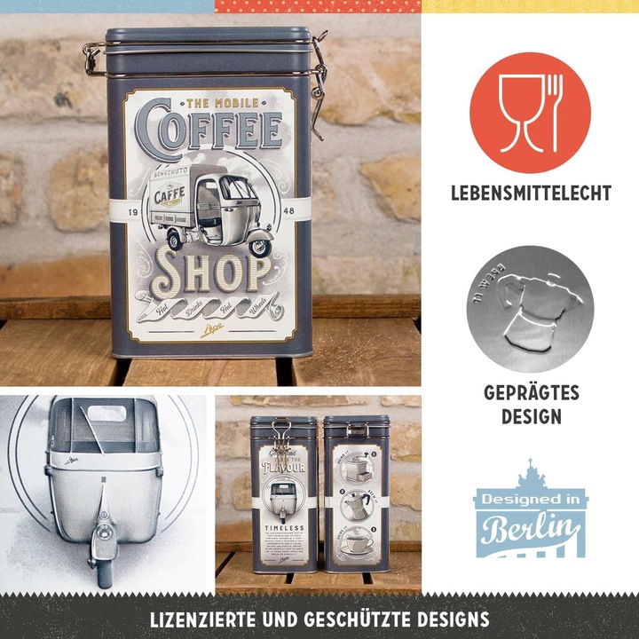 Cutie metalica cu capac etans Ape - Coffee Shop