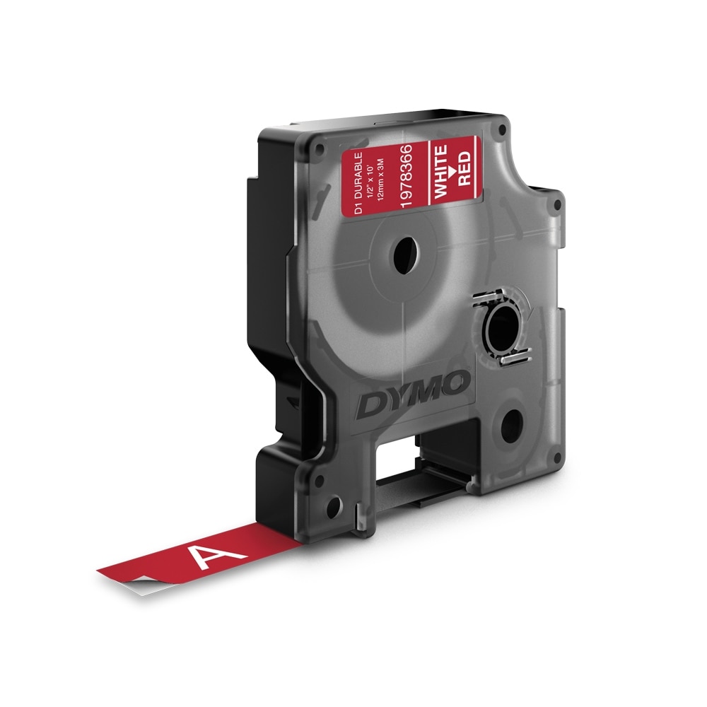 Etichete industriale, Dymo 12mm x 3m, alb/rosu, DY 1978366 LabelManager Durable