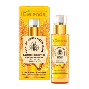 Ser nutritiv si hidratant pentru Ten Uscat si Sensibil MANUKA HONEY NUTRI ELIXIR, Bielenda, 30 g Ser nutritiv si hidratant pentru Ten Uscat si Sensibil MANUKA HONEY NUTRI ELIXIR, Bielenda, 30 g