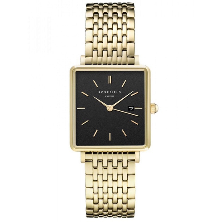 Ceas de dama Rosefield QBSG-Q17 The Boxy, 26mm, 3ATM, Auriu
