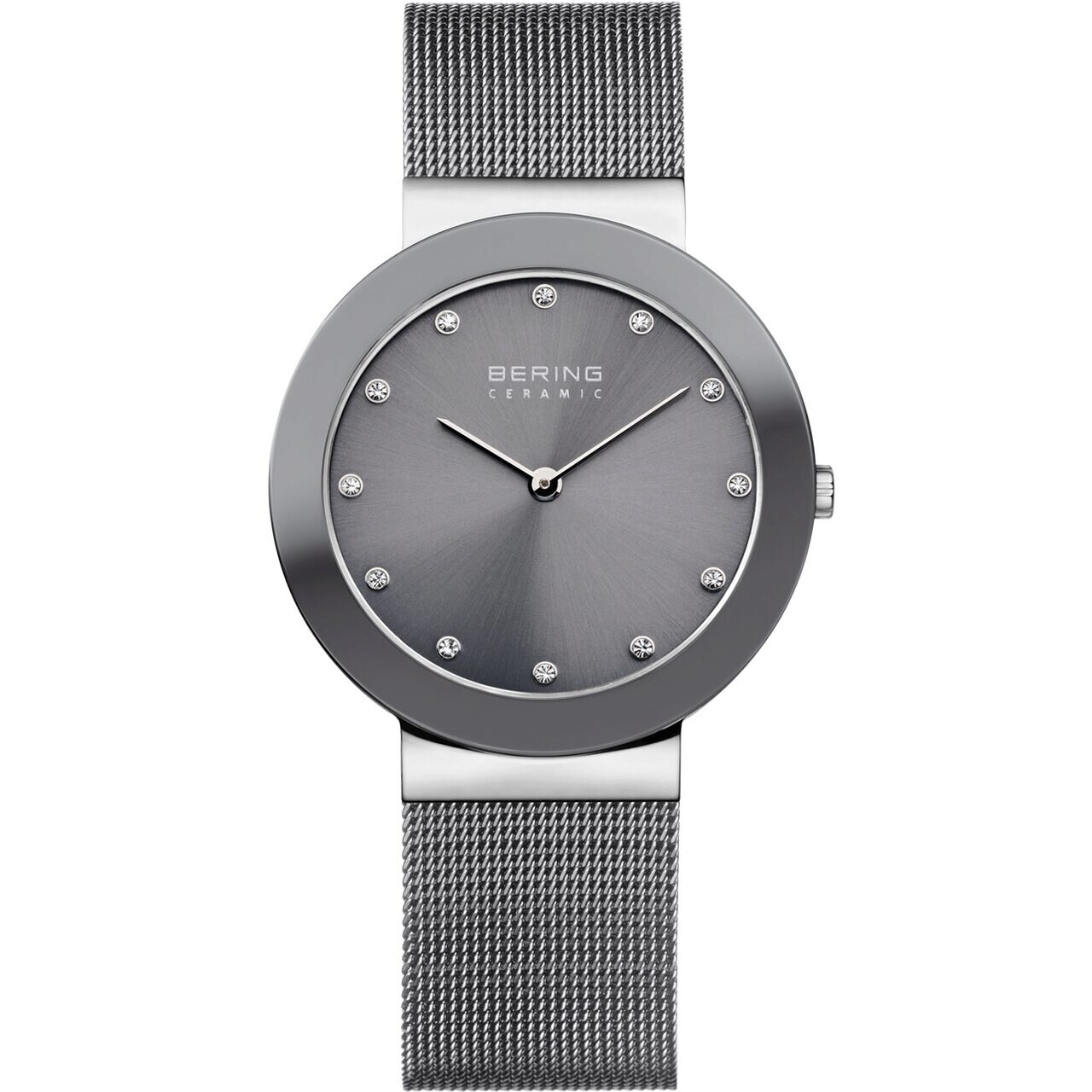 Ceas de dama Bering 11435-389 Ceramic, 34mm, 5ATM, Argintiu