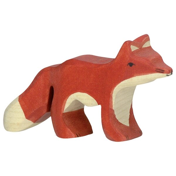 Figurina, Holztiger, vulpe, mic, lemn masiv, 11x1,9x4,5cm