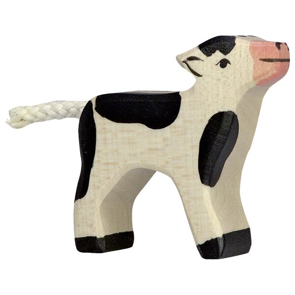 Figurina, Holztiger, Vitel, negru, lemn masiv, 6x1,9x6cm