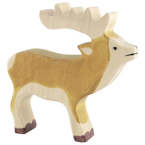Figurina, Holztiger, cerb, lemn masiv, 15x2,8x15cm