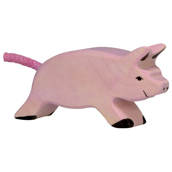 Figurina, Holztiger, porculet, alergand, lemn masiv, 8x1,9x4cm
