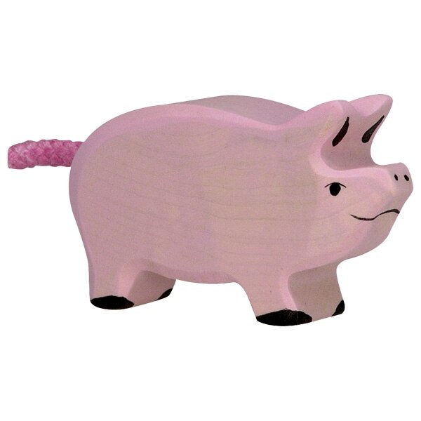 Figurina, Holztiger,porculet, lemn masiv, 6,5x1,9x4cm