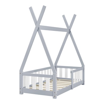 Pat copii cu saltea spuma rece Cristal, en.casa, 70x140 cm, lemn de brad, gri deschis, mat lacuit, + 2ani, cu saltea si grilaj Pat copii cu saltea spuma rece Cristal, en.casa, 70x140 cm, lemn de brad, gri deschis, mat lacuit, + 2ani, cu saltea si grilaj