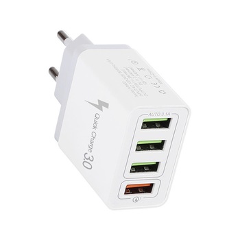 Incarcator de perete AR830 travel 30W USB 3.0 QuickCharge si 3 x USB 2.4A Auto ID ,alb Incarcator de perete AR830 travel 30W USB 3.0 QuickCharge si 3 x USB 2.4A Auto ID ,alb