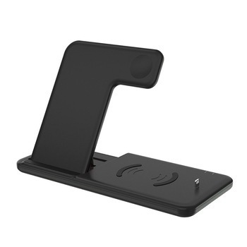 Statie de incarcare QI Wireless 4 in 1 15W pentru 2 telefoane, iWatch si AirPods, negru Statie de incarcare QI Wireless 4 in 1 15W pentru 2 telefoane, iWatch si AirPods, negru