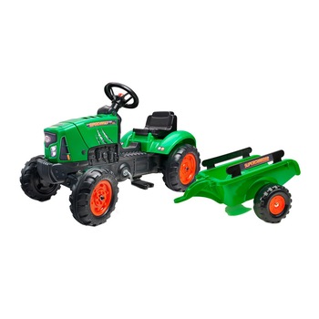 Tractor Falk pentru copii, cu pedale si remorca, verde Tractor Falk pentru copii, cu pedale si remorca, verde