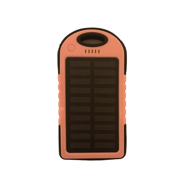 Baterie externa cu incarcare solara, 5000 mAh, 2 porturi USB, Black/Pink