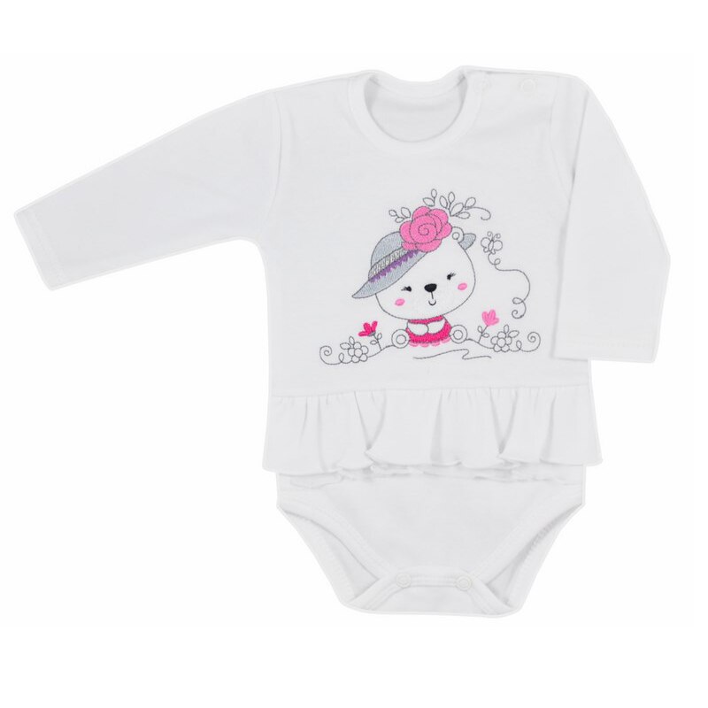 Body cu maneca lunga pentru fete Koala Misia 3771A, Alb