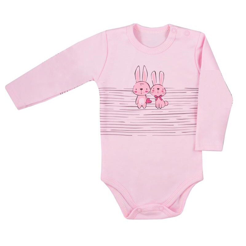 Body cu maneca lunga pentru fete Koala Zajaczki 06-661R, Roz