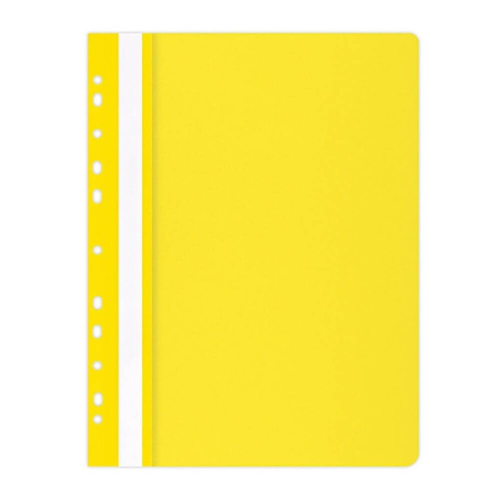 Dosar din Plastic cu Sina si Multiperforatii, 225x305 mm, Capacitate de 200 Coli, 25 Buc/Set, Culoare Galbena