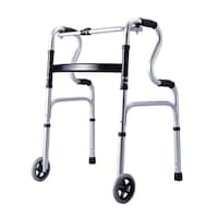 Cadru de mers pliabil, curbat, cu roti, ajustabil pe inaltime, din aluminiu, CMZ-8207DLH