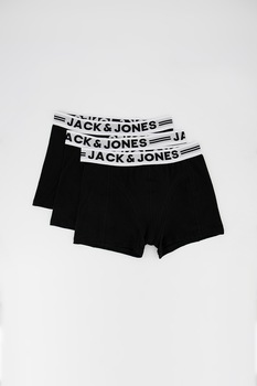 Jack&Jones, Set 3 perechi de boxeri, baieti, cu banda logo elastica Sense, Negru Jack&Jones, Set 3 perechi de boxeri, baieti, cu banda logo elastica Sense, Negru