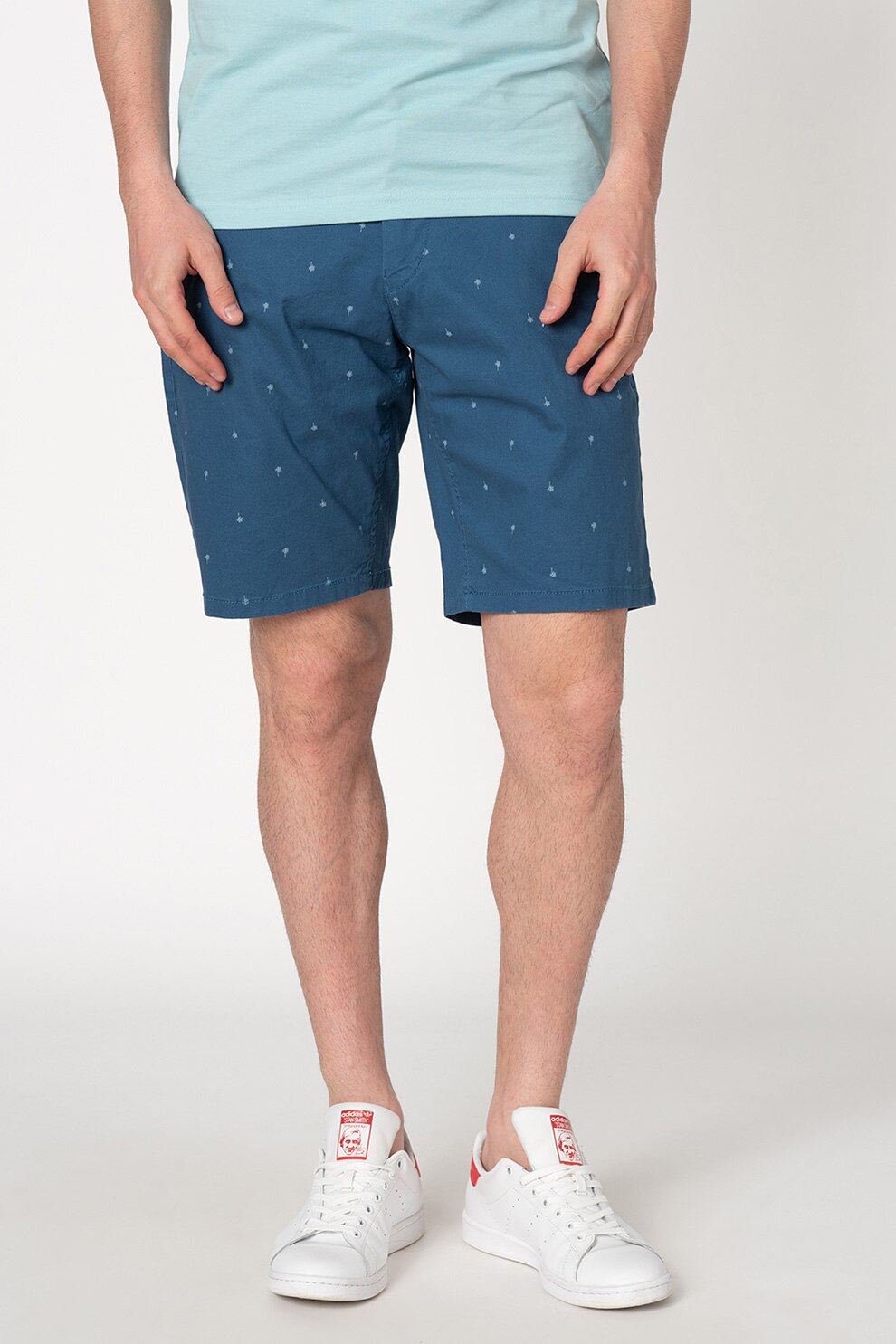 Only & Sons, Bermude chino cu imprimeu grafic, Albastru inchis, 28