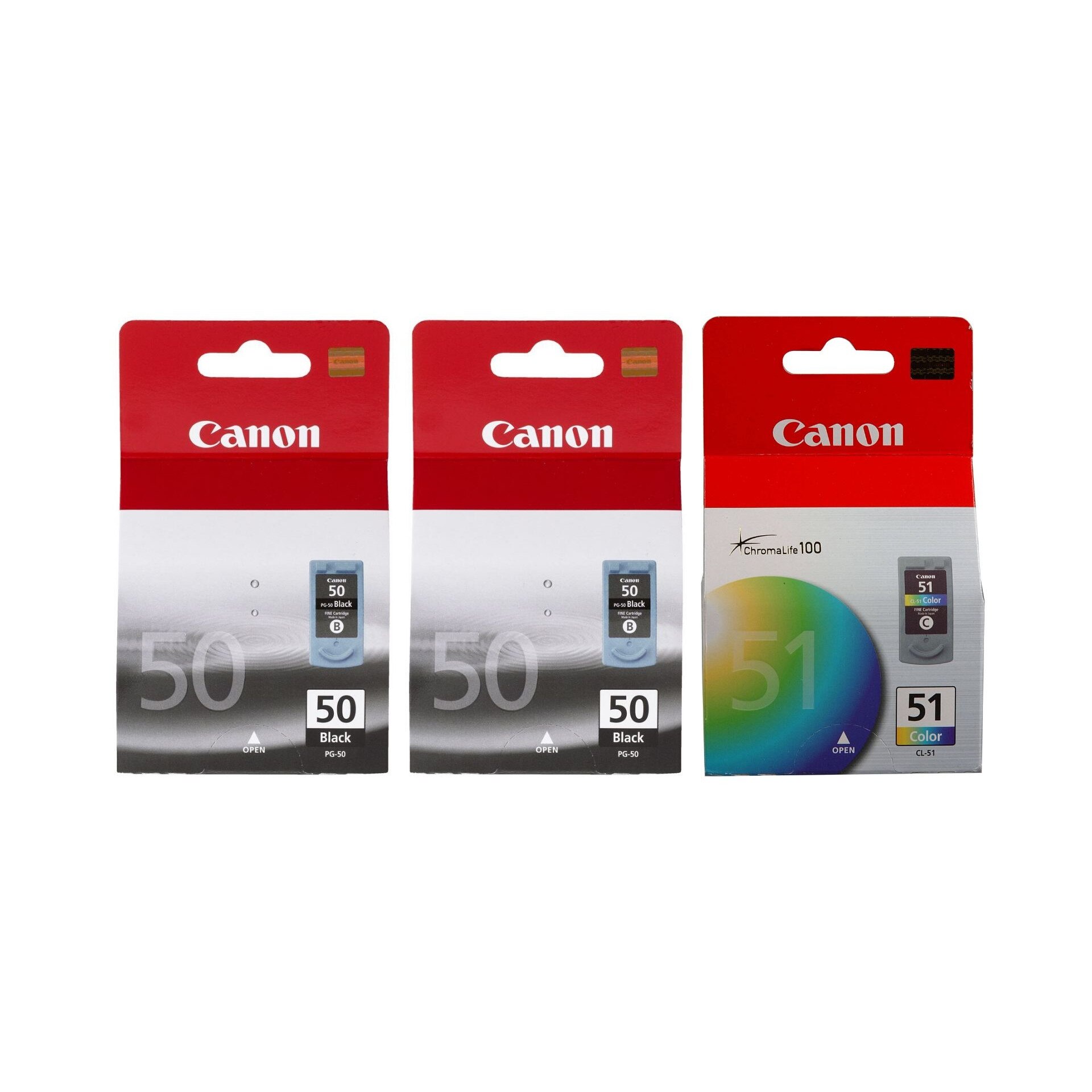 Pachet cartuse cerneala PG-50 negru x2 CL-51 color Canon original 1565 pagini