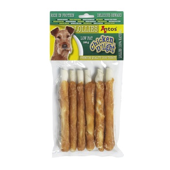 Recompense pentru caini Antos Chicken D'Light, Lollies, 3 x 100 g Recompense pentru caini Antos Chicken D'Light, Lollies, 3 x 100 g