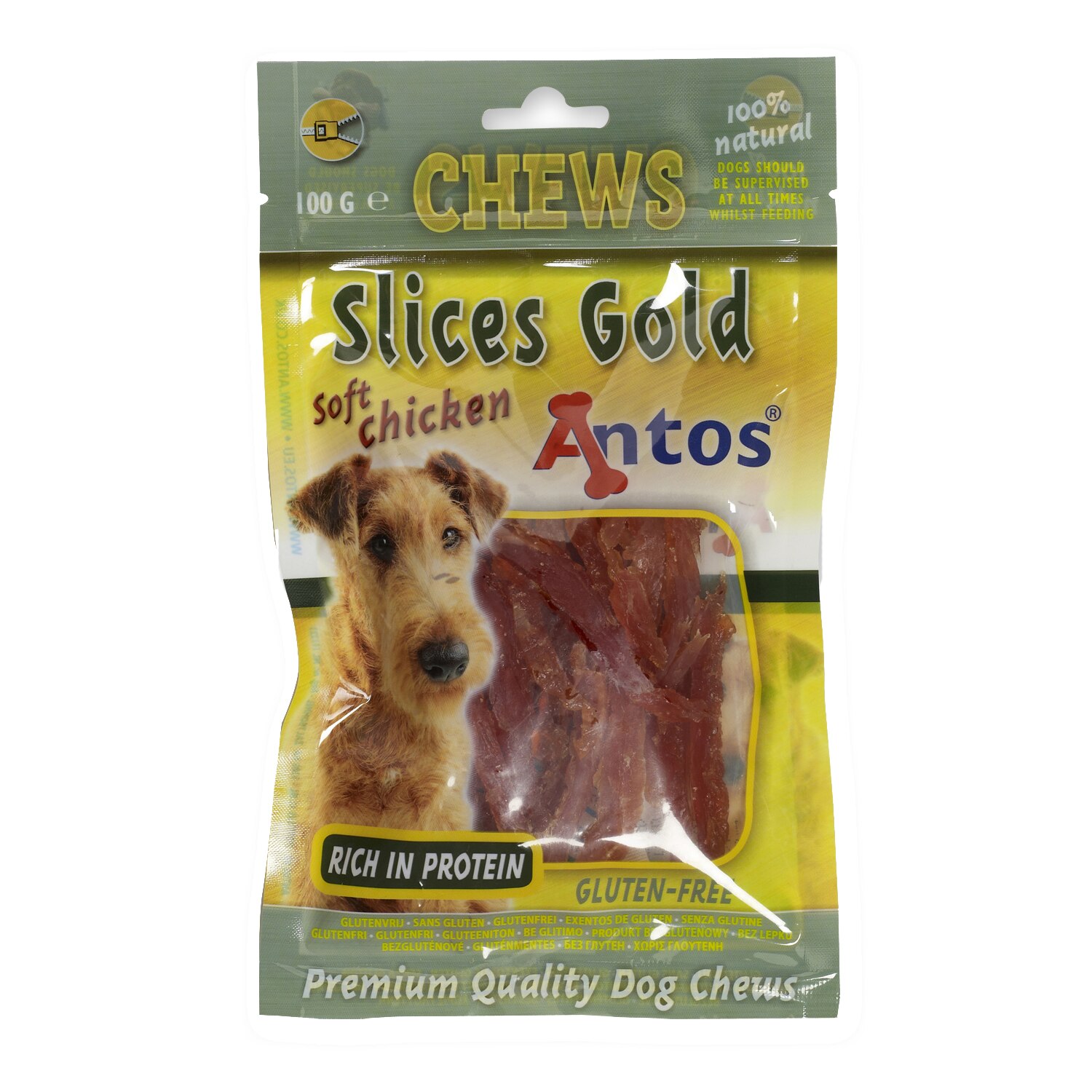 Recompense pentru caini Antos, Slices Gold, Pui, 100 g