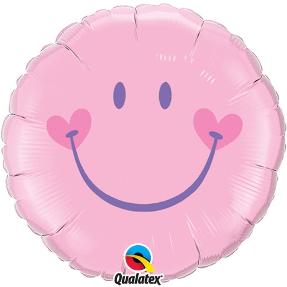 Balon folie 45 cm Smiley kiss roz, 1 bucata