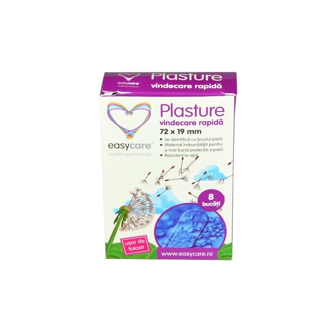 Plasture vindecare rapida EASYCARE 72x19 mm 8 buc/cutie