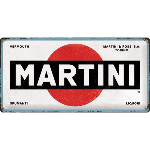Tablou metalic Martini - Logo White 25x50 cm
