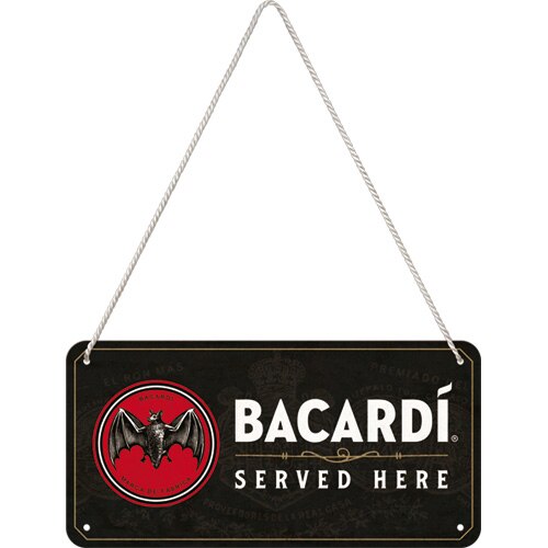 Tablou metalic cu snur Bacardi - Served Here 10x20 cm