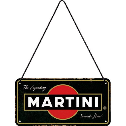 Tablou metalic cu snur Martini - Served Here 10x20 cm
