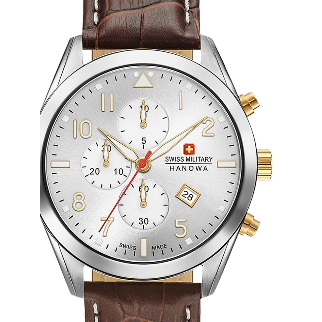 Ceas barbatesc Swiss Military Hanowa 06-4316.04.001.02 Helvetus Cronograf 43mm, 10ATM, Argintiu
