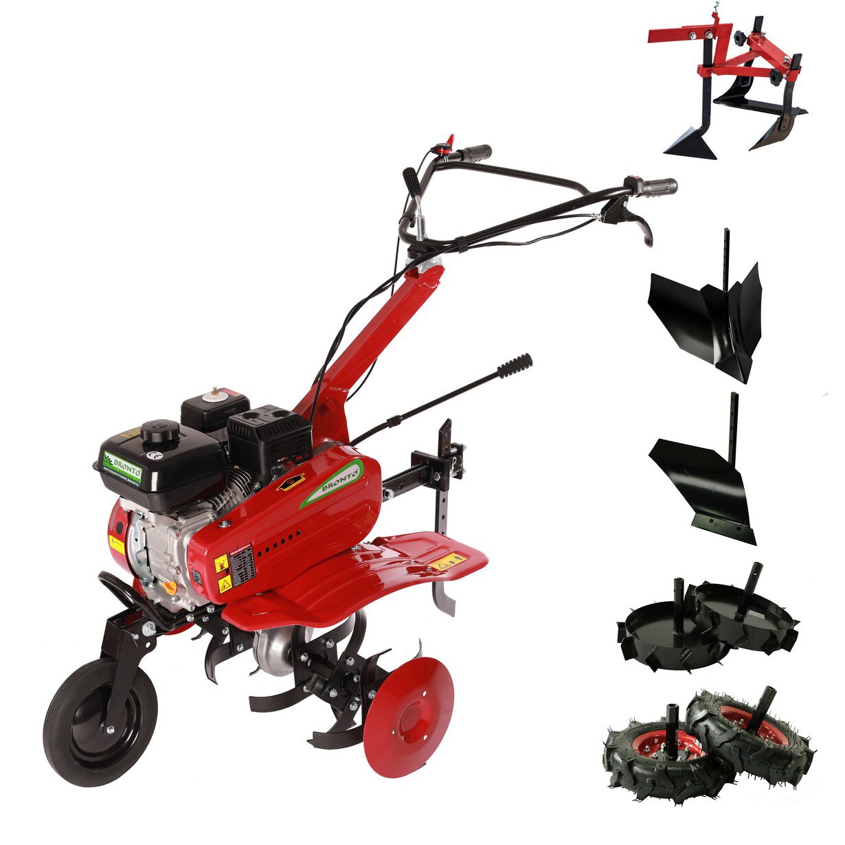 Motosapatoare Bronto WMA 500, 4,5 kW, 163 cc, 4T, 50-80 cm, pachet P4 cu adaptor, roti cauciuc, plug pentru umplut, plug dreapta si roti ghieare fier