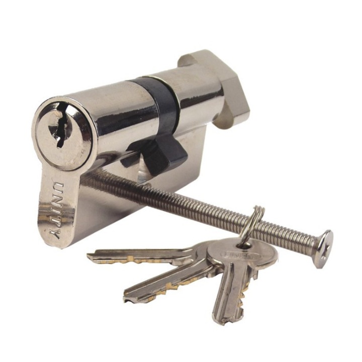 Biztonsági henger 60mm (25-10-25), szimmetrikus, 3 kulcs, gomb