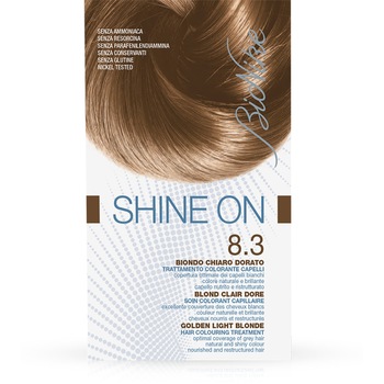 Vopsea tratament fara Parafenilendiamina, fara Amoniac, fara Rezorcinol, fara Conservanti sintetici, fara Gluten nr 8.3 BIONIKE SHINE ON Vopsea tratament fara Parafenilendiamina, fara Amoniac, fara Rezorcinol, fara Conservanti sintetici, fara Gluten nr 8.3 BIONIKE SHINE ON