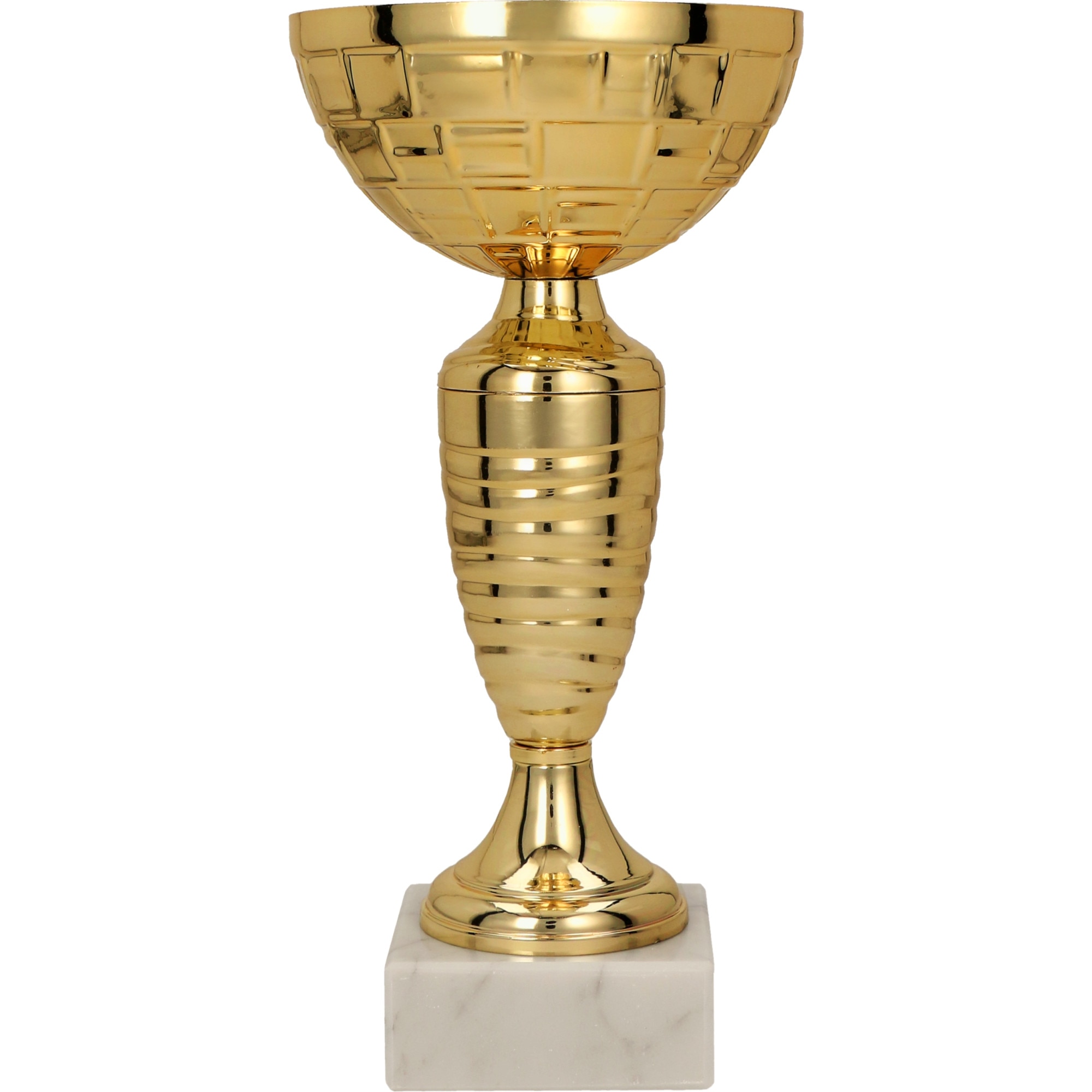 Cupa Ruben aurie,17.5 cm cu piedestal din marmura alba