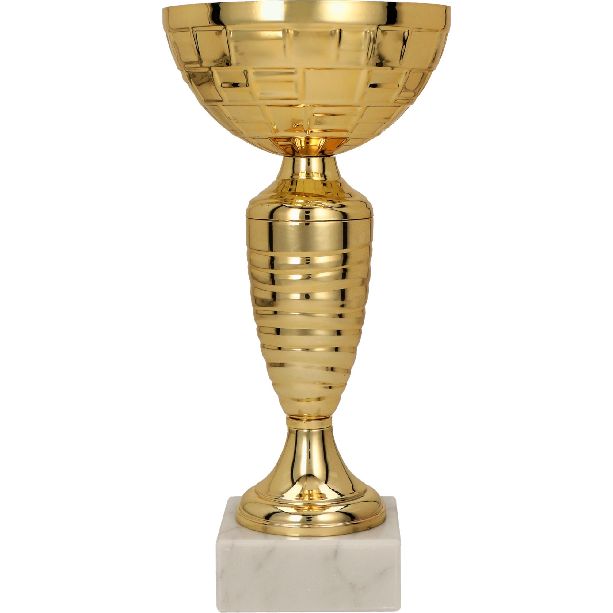 Cupa Ruben aurie,24.5 cm cu piedestal din marmura alba