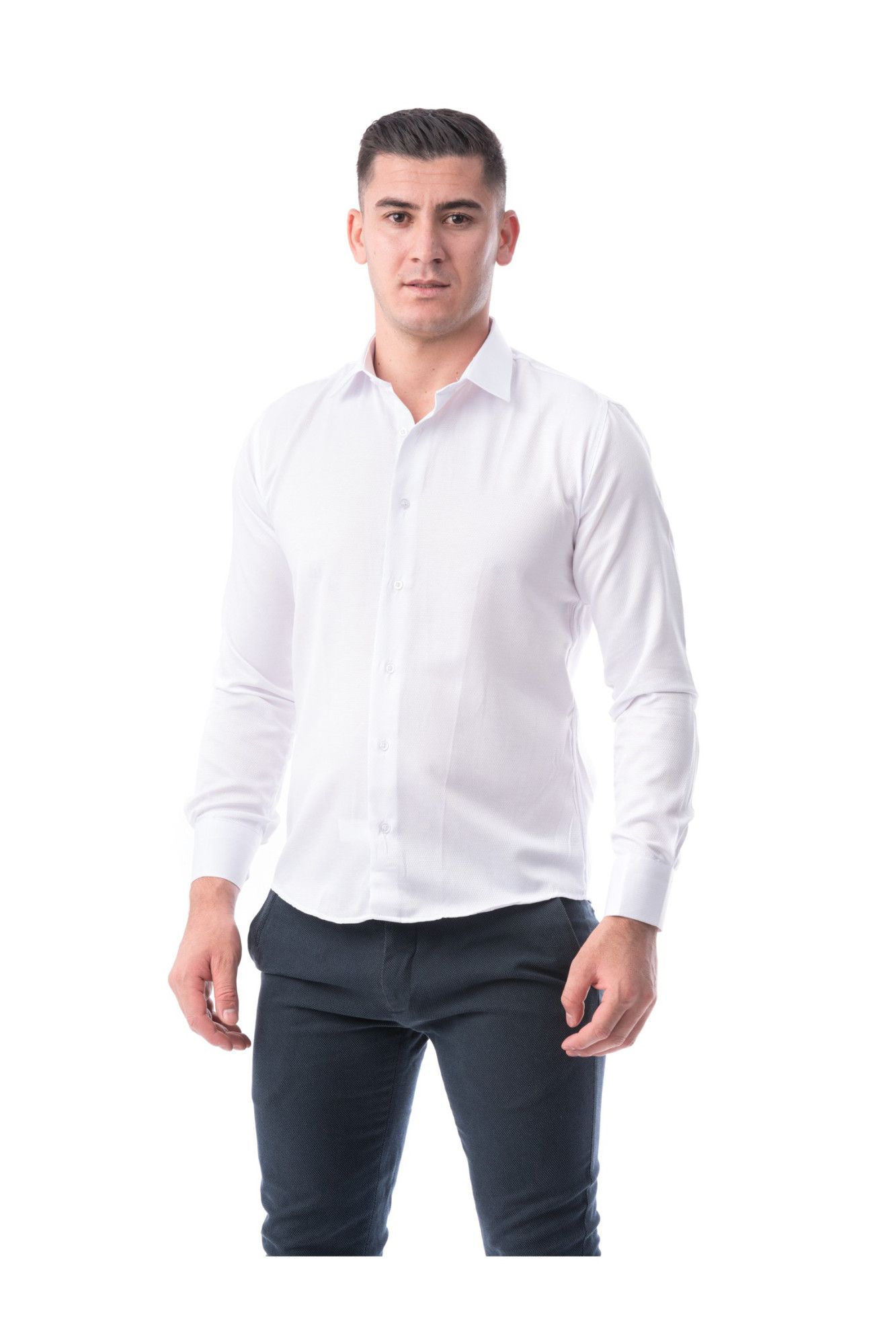 Camasa de barbati adrom, Alb