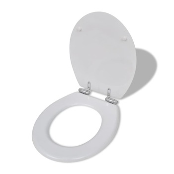 Set 2 capace de WC, inchidere usoara, vidaXL, MDF, Alb Set 2 capace de WC, inchidere usoara, vidaXL, MDF, Alb