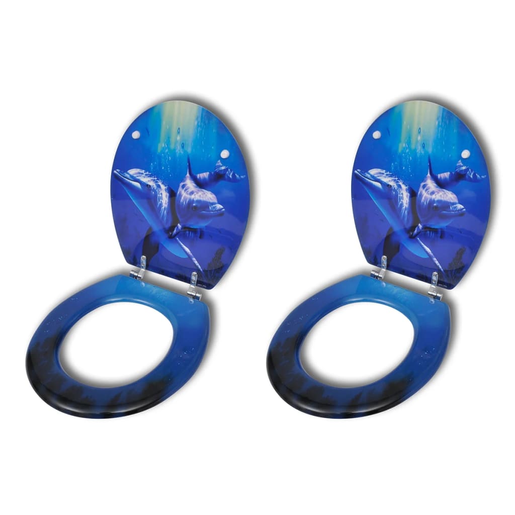 Set 2 capace de WC, vidaXL, model delfini, MDF, Multicolor