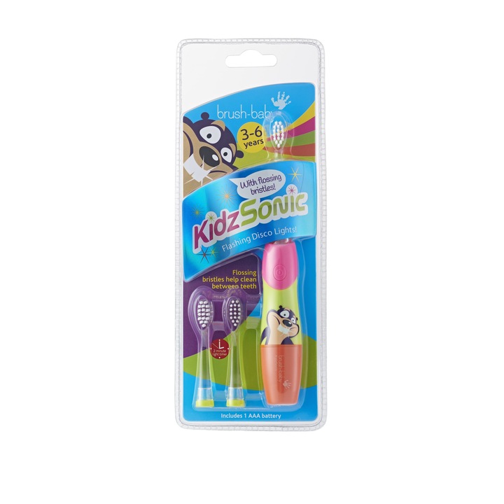 Brush Baby Kidzsonic elektromos fogkefe, 3-6 év, rózsaszín