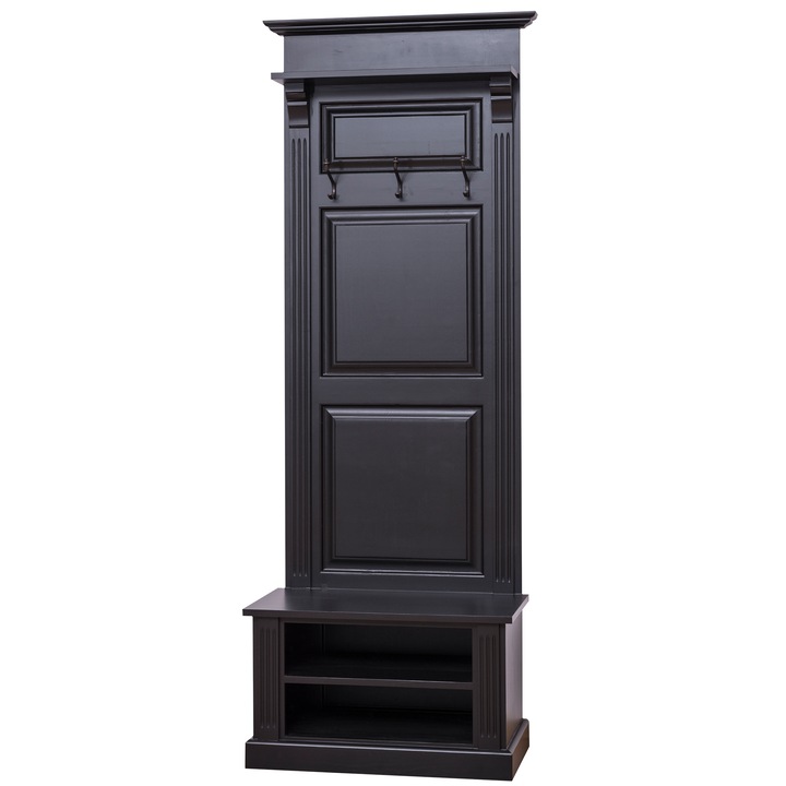 Szel-Mob fogas nyitott térrel, fekete színű, festett, 100% tömör fa, 210x80x41 cm