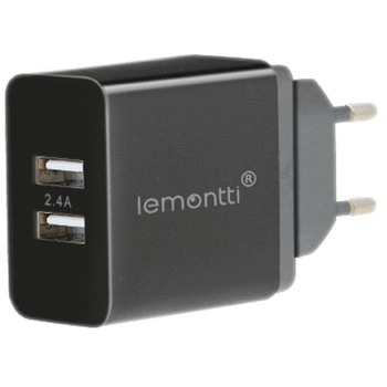 Incarcator retea Lemontti, 2 X USB, 2.4 A Incarcator retea Lemontti, 2 X USB, 2.4 A