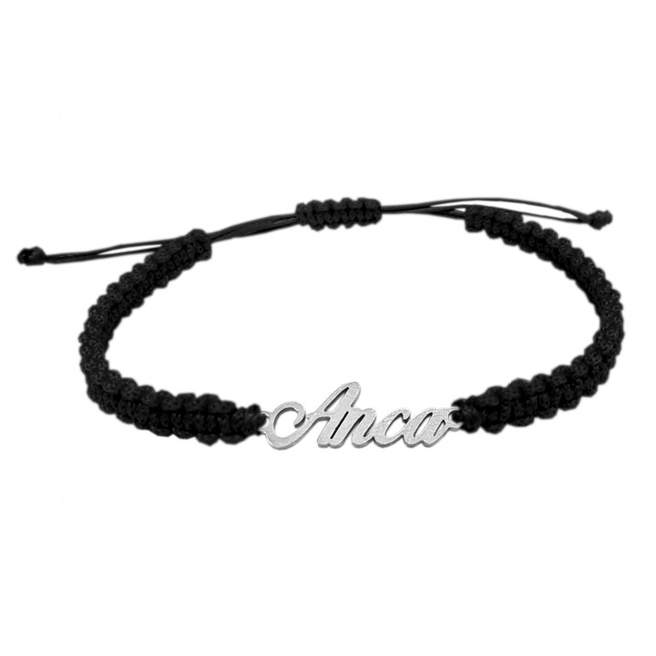 Bratara din snur impletita manual personalizata cu nume ANCA din argint reglabila 9430100 Dras