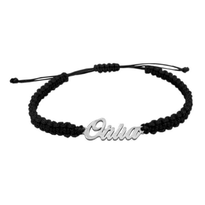 Bratara din snur impletita manual personalizata cu nume OTILIA din argint reglabila 9454100 Dras