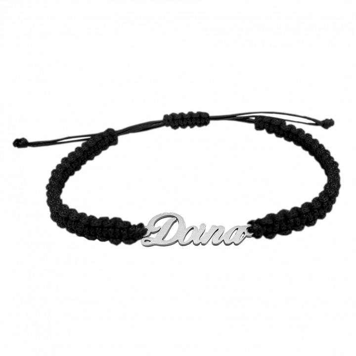 Bratara din snur impletita manual personalizata cu nume DOINA din argint reglabila 9456100 Dras