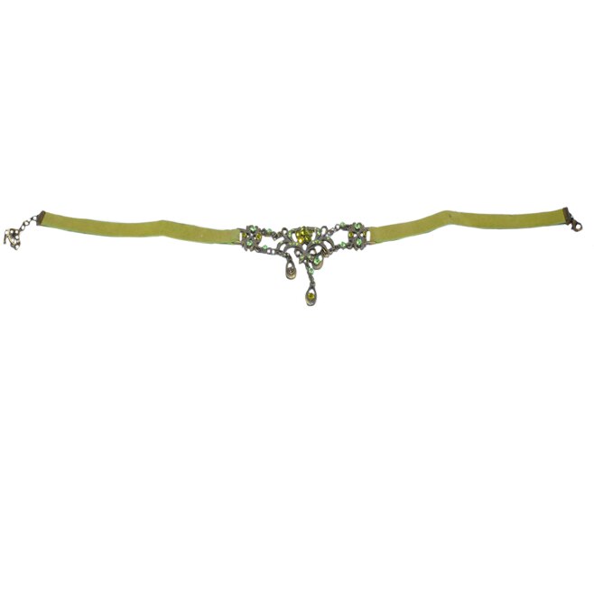 Chocker dama din catifea cu insertii de strasuri,D&J Exclussive,verde