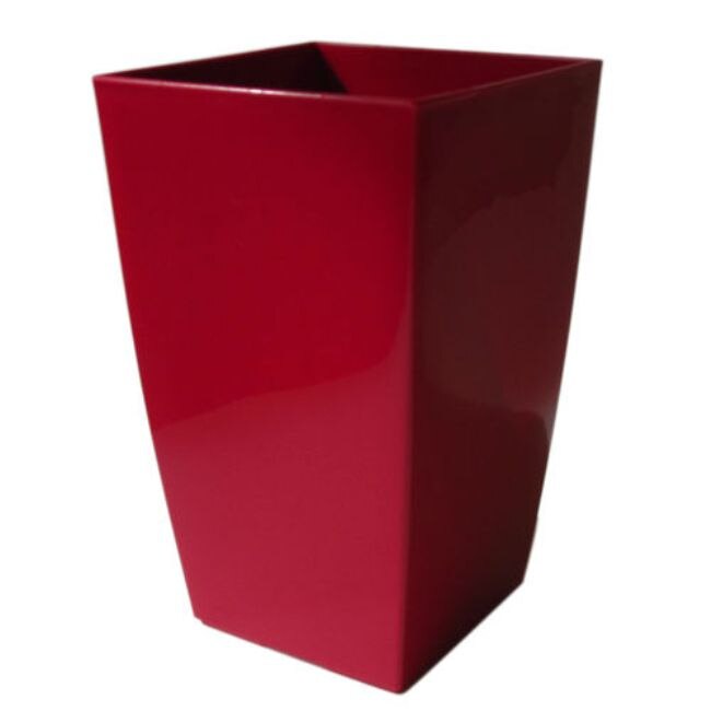 Ghiveci decorativ Lamela, Finezia, 12.5x12.5x20 cm, rosu