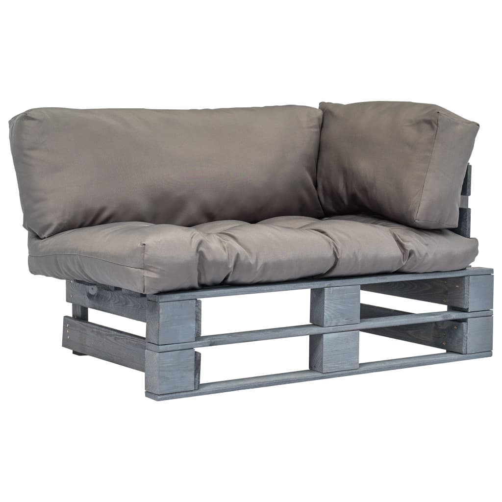 Canapea de exterior/gradina, vidaXL, Paleti, 110 x 66 x 65 cm, Gri