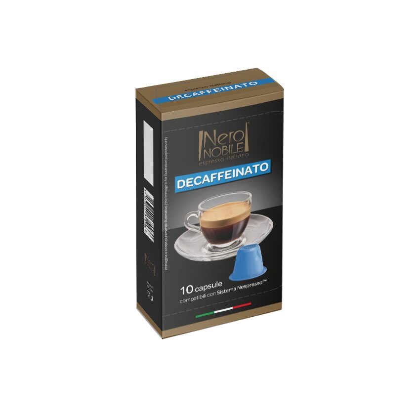 Capsule Cafea Decaffeinato, Nero Nobile, 10 Capsule Compatibile Nespresso, 56 g