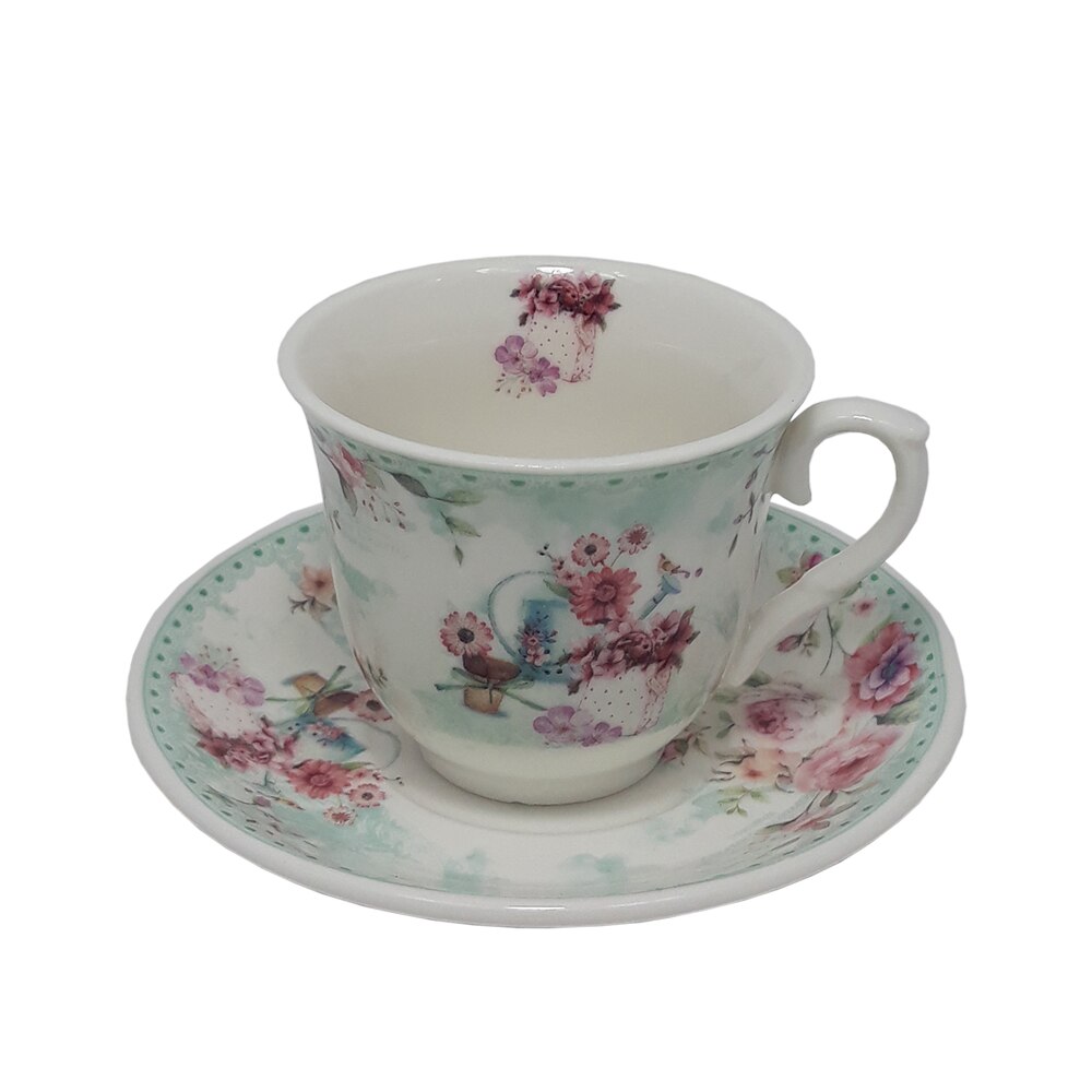 Set de cafea de 6 persoane si cutie cadou, Charisma, Imprimeu floral, Portelan, 100 ml