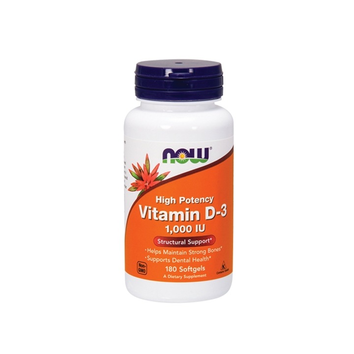 Vitamina D3, 1000 IU, Now Foods, 180 softgels